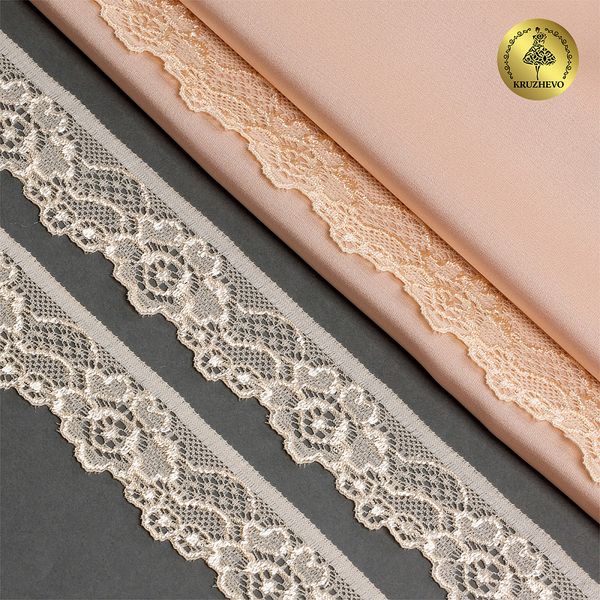 Кружево эластичное (стрейч) 30мм L839, цв.S180 бежевый песочный уп.50м, Kruzhevo