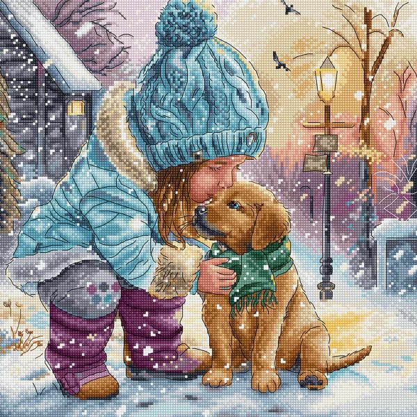 Набор для вышивания нитками LetiStitch L9925, Лучшие друзья, 28х27 см