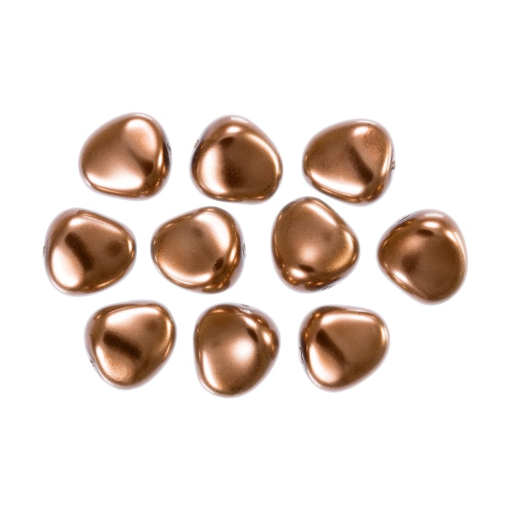 Бусины стекло под жемчуг 11х9.5 мм, фигурная, 10 шт, под бронзу (bronze), Preciosa 131-50-021