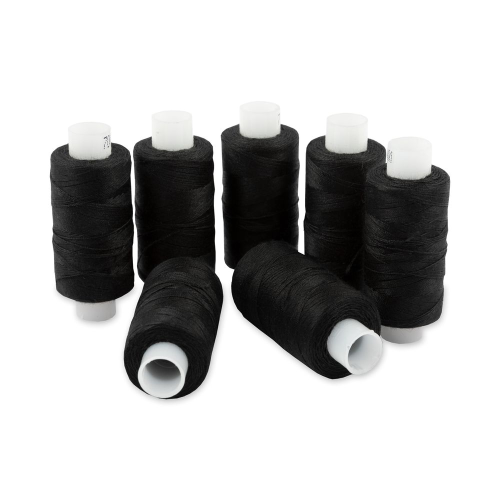 Нитки армированные 70ЛЛ, 200 м, 7 катушек, 6818 (103) черный, ПНК им.Кирова