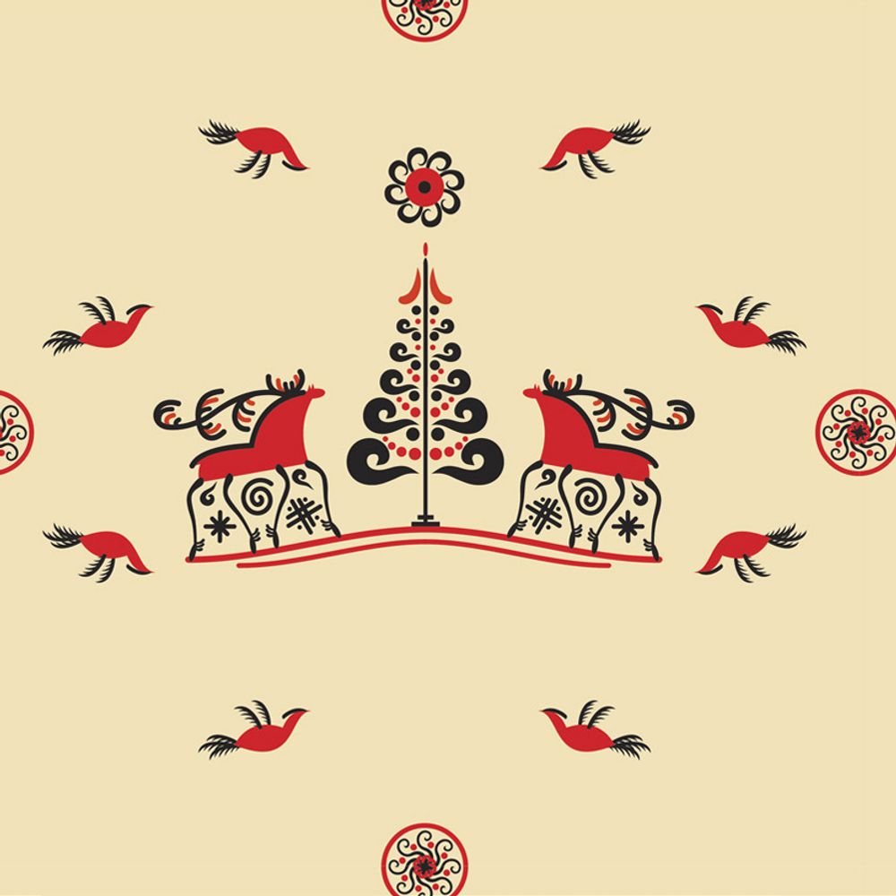 Ткань для пэчворка Peppy Мезенские узоры, отрез 50х50 см, 135 г/м², МУ-17 св.бежевый, Peppy