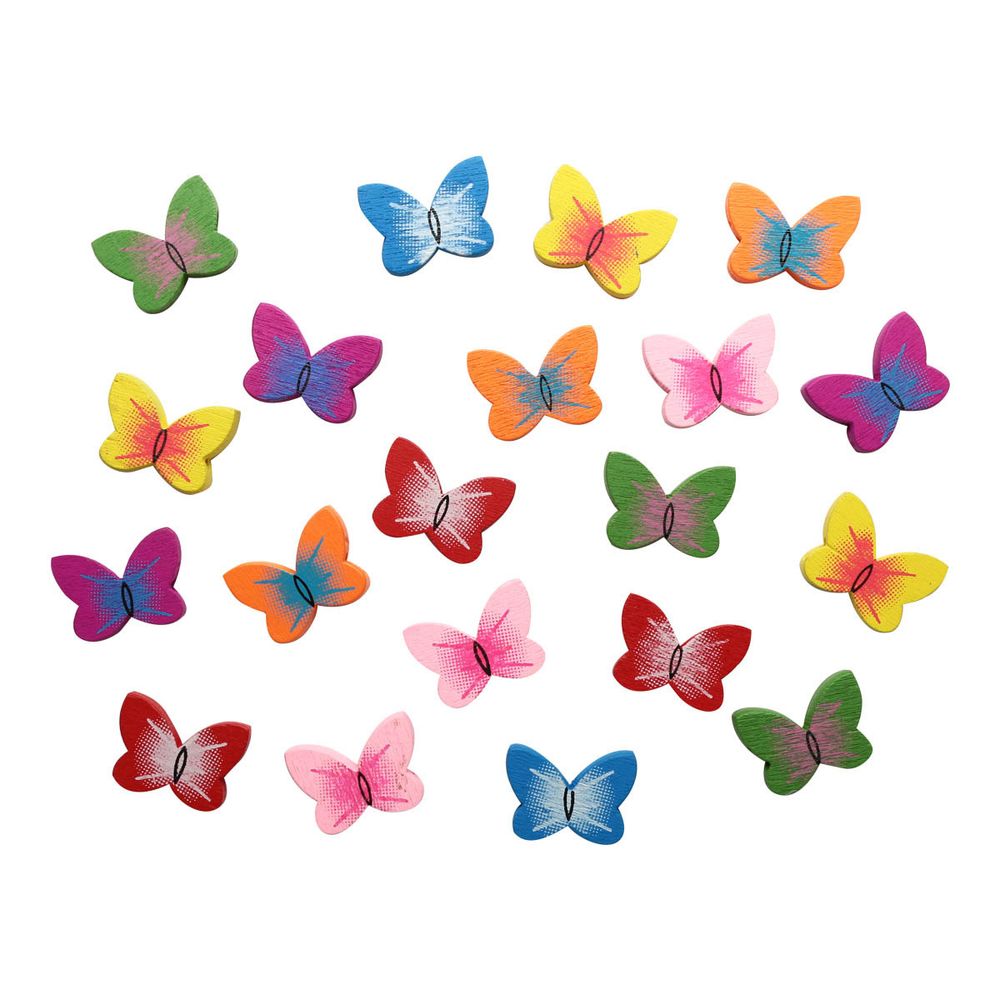 Бусины дерево 20х15 мм, цветной микс, бабочки, 15гр/упак, Astra&amp;Craft 4AR401