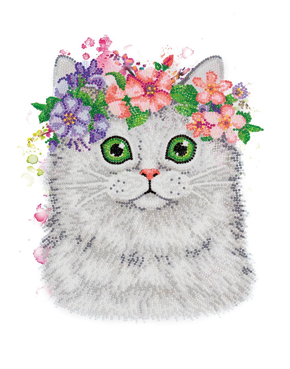 Алмазная (кристальная) мозаика Фрея, на подрамнике Кот в веночке, 30х40 см