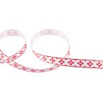 Лента атласная с рисунком 12.0 мм / 22.8 метров, O2 001/065 белый/красный, Gamma ALP-121