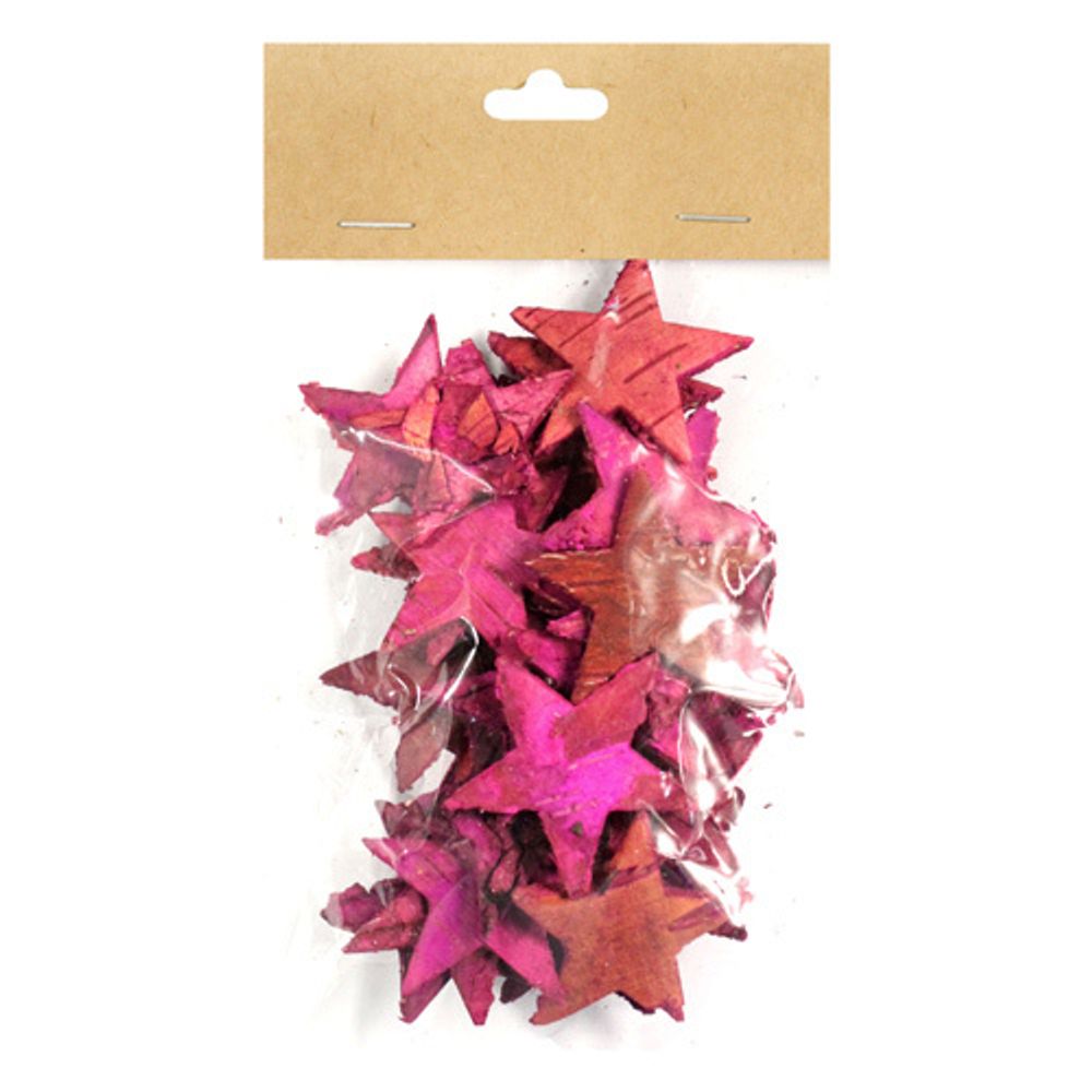 Декоративные элементы из коры дерева "Звездочки", 4см, 30 шт/уп, розовый