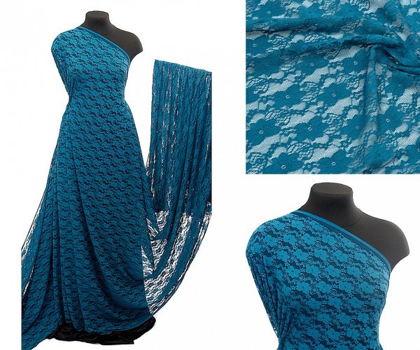 Ткань кружевная стрейч диз.M903 шир.150 см, 100 г/м², цв.908 морская волна уп.22,86м