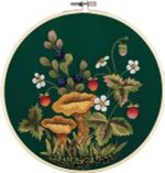 Набор для вышивания нитками Panna, Живая картина Грибы. Лисички, 20.5х20.5 см