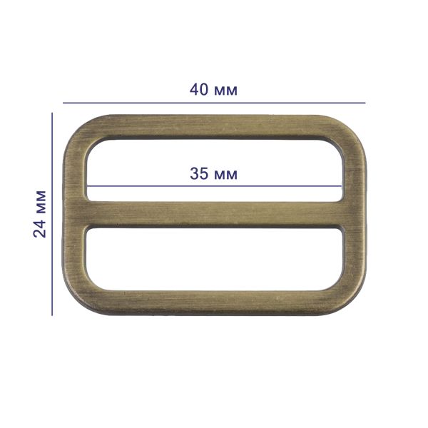Шлевка литая 40х24 мм, 10 шт, №24 под бронзу, Gamma GH 03/40