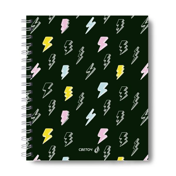 Тетрадь общая с запечатан. пластик. обложкой, 500 мкр, A5+ 96 л. на гребне 65 г/м², белизна 100%, 4 шт, клетка, 000826 Разряд-шоу, Светоч ТЕТ96-002