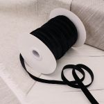 Лента бархатная (тесьма) эластичная 10.0 мм / 32.9±2 метров, 03 черный