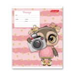 Тетрадь ученическая школьная, выборочные блестки, A5+ 12 л. на скобе, белизна 100%, 25 шт, линия, 000361 Совушки, Светоч 12ТСКд5_5_3_2