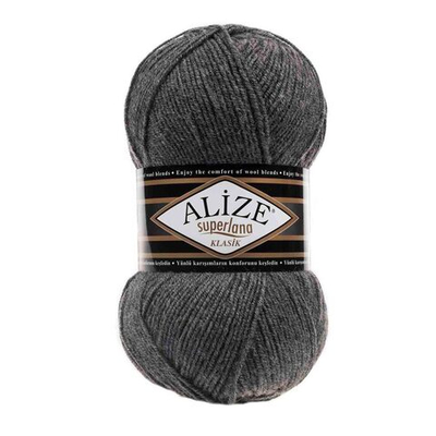 Пряжа Alize (Ализе) Superlana klasik / уп.5 мот. по 100 г, 280м, 182 средне-серый меланж A