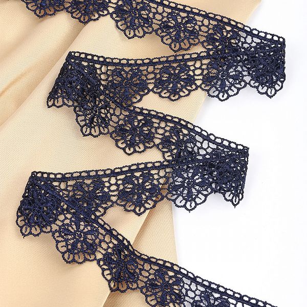 Кружево гипюр (плетёное) 30 мм / 9 метров, арт.TR.2812, цв.4 т.синий