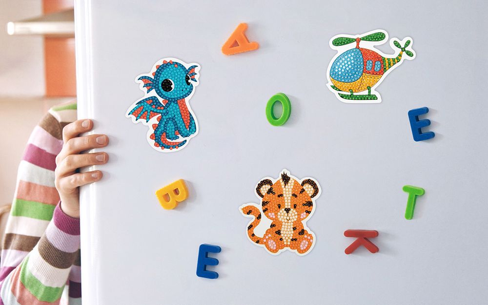 Алмазная (кристальная) мозаика Фрея, магнит Дракончик, 8х9 см