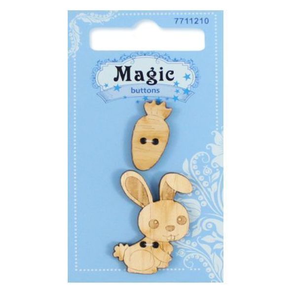 Украшения декоративные пуговицы Зайчик с морковкой, 2 шт, Magic Buttons BBL007-MX-P