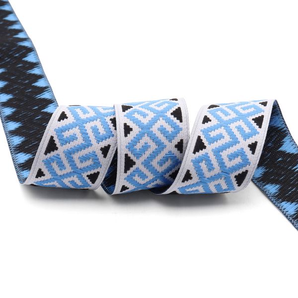 Лента (тесьма) жаккардовая 28.0 мм / 10±0.5 метров, Славянский орнамент, 28113 синий