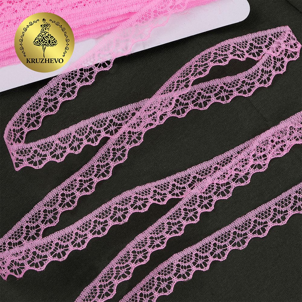 Кружево отделочное в стиле "трикотаж" 12 мм 150-2 цв.218A ярк.розовый, уп.27,4м