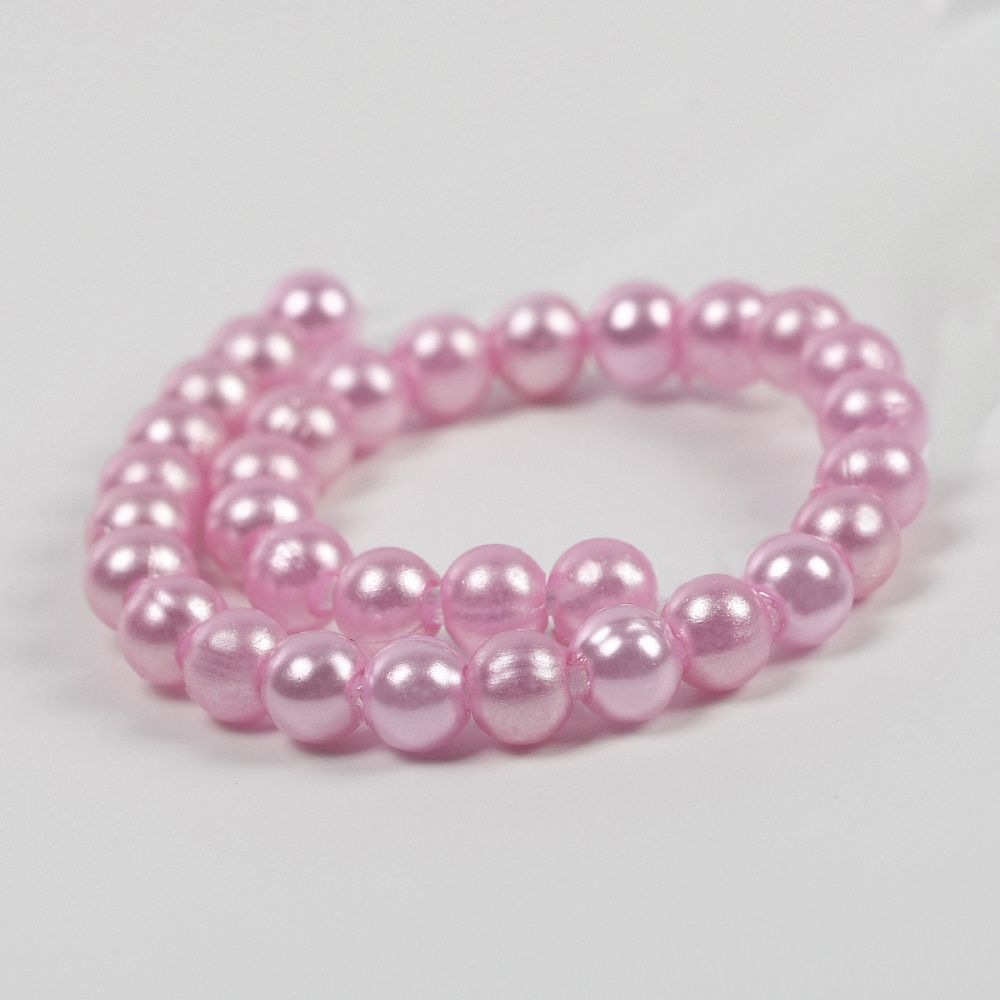 Бусины пластик (перламутр) ⌀10 мм, цв.015 розовый, уп.500г (960 шт), Magic4Hobby