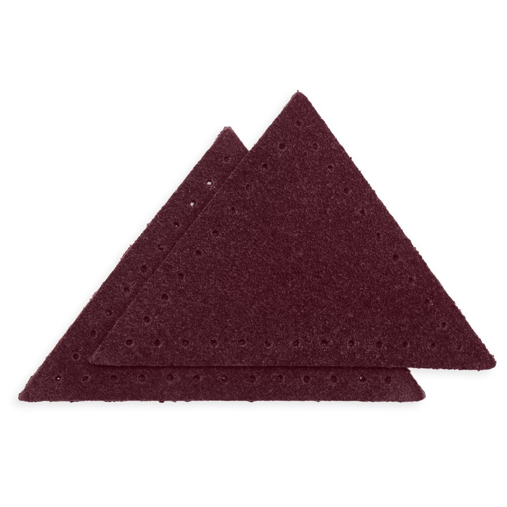 Заплатки пришивные из замши треугольник 6х6х6 см, с перфорацией, 2шт/уп, 31 бордовый, 59902