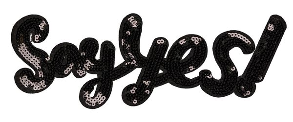 Термоаппликация J №11 на фетре с пайетками, 5 шт, J111A Say YES 30х11 см, Gamma