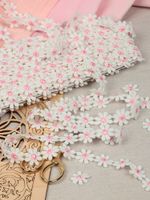 Кружево гипюр (плетёное) ромашка 15 мм / 13.71 метра, TBY.12243/1, цв.белый+розовый, Kruzhevo