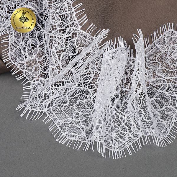 Кружево шантильи (реснички) 80 мм, цв.1 белый, 3 метра, Kruzhevo