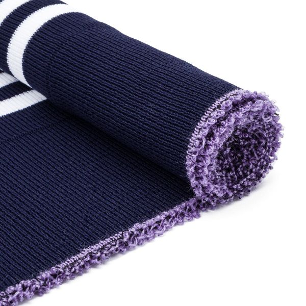 Подвяз средней плотности с полосками (100% полиэстер), 1*1, высота 14см (7см*2), длина 70-73см (8110/8003 т.синий с белыми полосками)