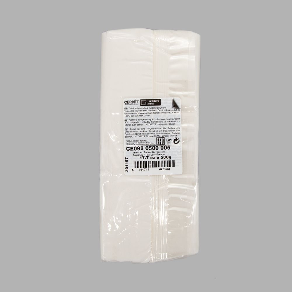 Полимерная глина Cernit Translucent прозрачная 500гр, белый