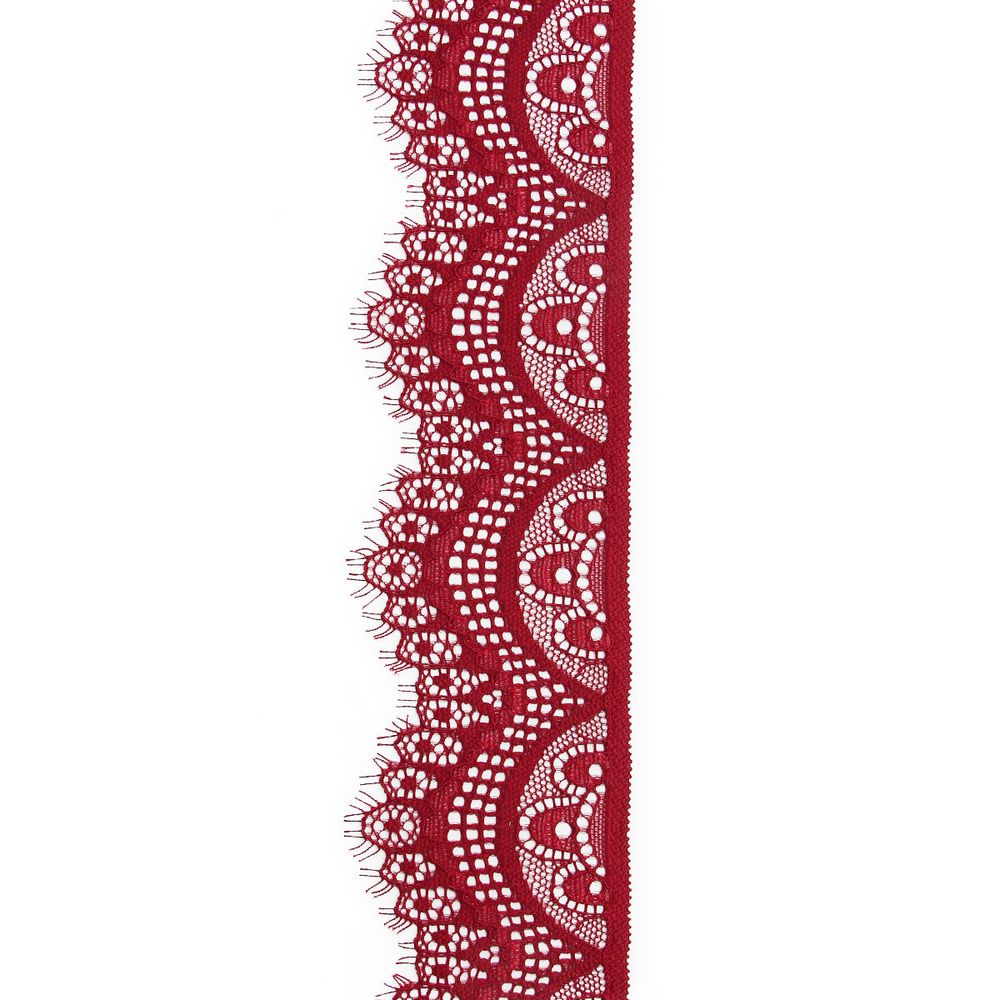 Кружево эластичное (стрейч) 60 мм / 3 метра, C520 темно-красный