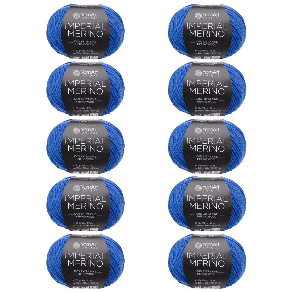 Пряжа YarnArt (ЯрнАрт) Imperial Merino / уп.10 мот. по 50 г, 100 м, 3342 синий