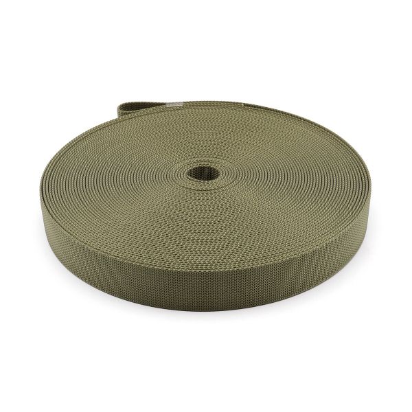 Стропа (ременная лента) 38 мм / 25 метров, толщ. 2.0 мм, [70.5 г/пог.м], 100% нейлон, хаки