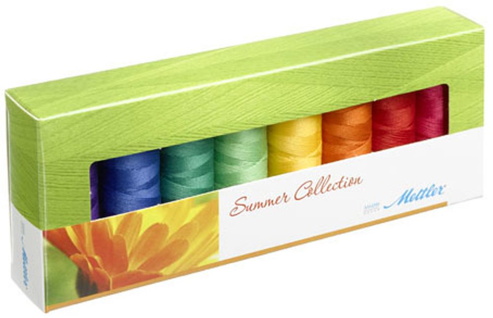 Швейные нитки (набор) Silk Finish &quot;Оттенки Лета&quot; в подарочной упаковке, 8 катушек, 1 упак