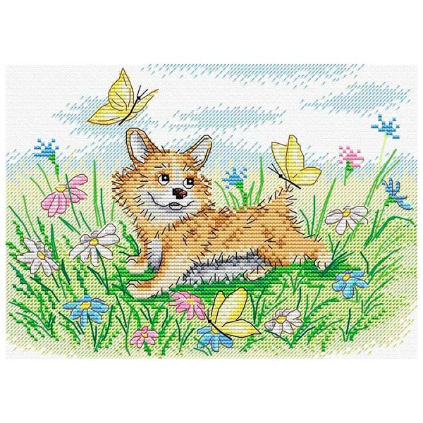 Набор для вышивания нитками МП Студия, На солнечной лужайке 21х16см