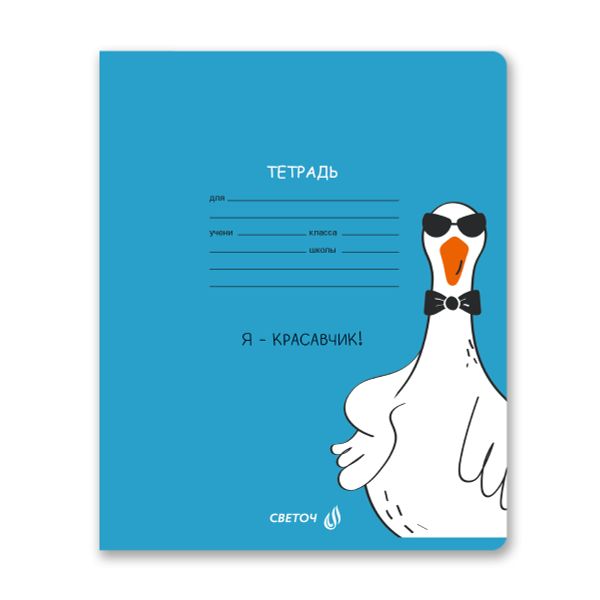 Тетрадь ученическая школьная, выборочный лак, A5+ 18 л. на скобе 65 г/м², белизна 100 %, 20 шт, клетка, 01133 Красавчик, Светоч Т86
