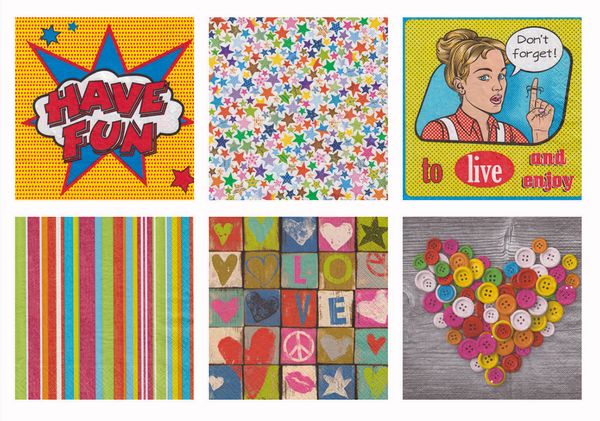 Салфетки для декупажа ассорти 3х слойные 33х33 12 шт, 20 Жить и наслаждаться, Love2art SDD