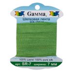 Лента (тесьма) шелковая 7.0 мм / 9.1±0.5 метров, 195/1 яр. зеленый, Gamma SR-7