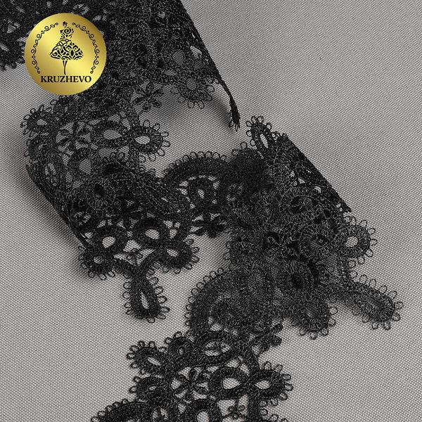 Кружево гипюр (плетёное) 65 мм / 13.71 метров, TBY.16GB2006, цв.черный