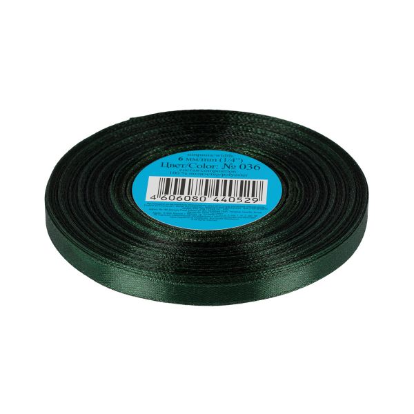 Лента атласная 1-сторонняя 6.0 мм / 33±2 метра, 036 т-изумрудный, Gamma