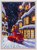 Набор для вышивания нитками Panna PR-7497, Рождественская улочка, 22.5х30 см