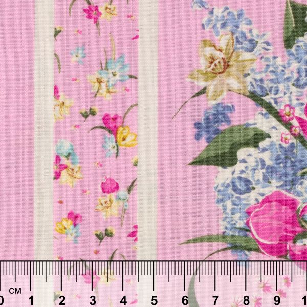 Ткань для пэчворка Peppy Весенний этюд панель, отрез 60х110 см, 146 г/м², ВЭ-03 розовый, Peppy