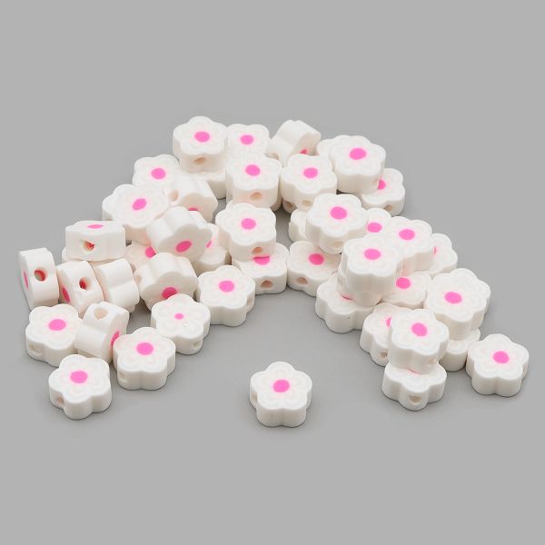 Бусины полимерная глина набор Цветочек белый, 50 шт/упак, Astra&Craft