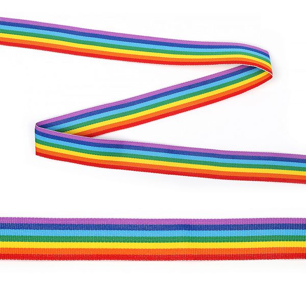 Тесьма лампасная 25 мм / 45.7 метров, тканая в рубчик, NET1025, цв.радуга