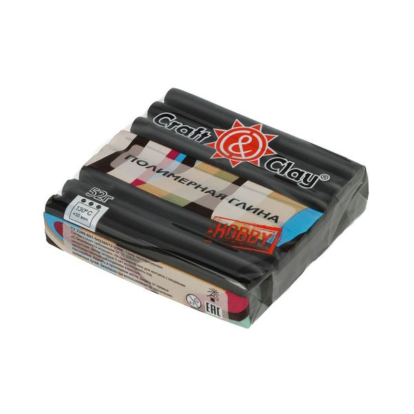 Полимерная глина 52 г, 1002 черный, Craft&Clay CCH