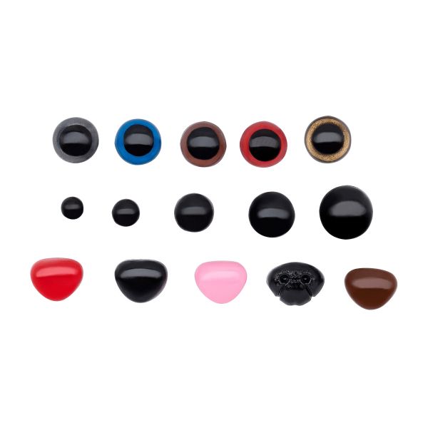 Набор глазок и носиков для игрушек винтовые с фиксатором, 376 штук