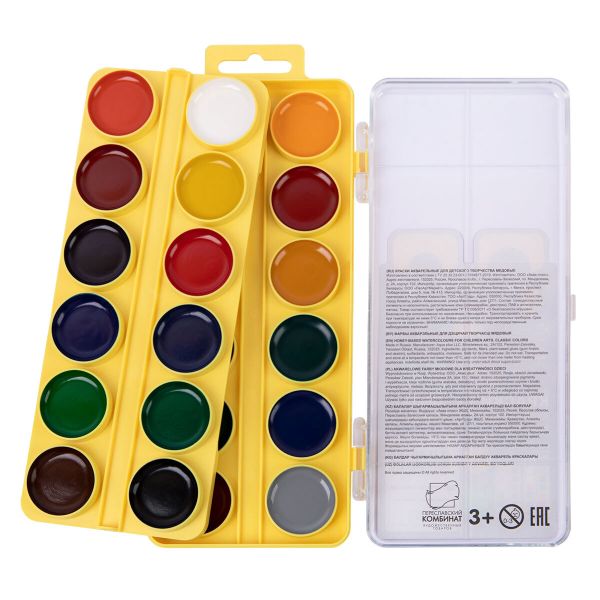 Краска акварель Лео Играй медовые, без кисти (классическая двухъярусная) LPW-0224 24 цв