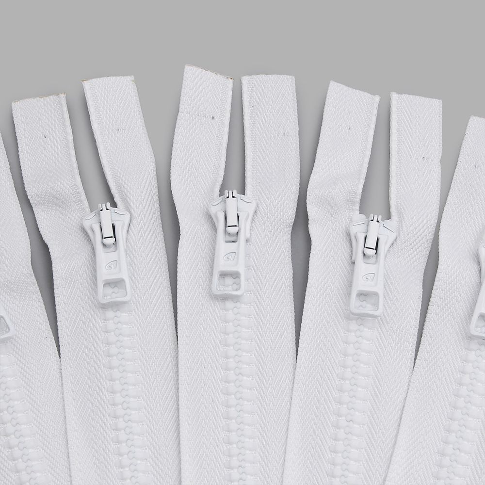 Молния трактор Arta Т6 (6 мм) 1 зам., разъем., 90 см, цв. 001 белый, уп.5 шт