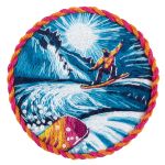 Набор для вышивания нитками Panna Живая картина JK-2337, Брошь. Сноуборд, 5.5х5.5 см