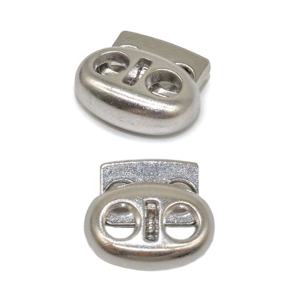 Фиксатор (зажим) для шнура металл плоский, 2 отв., 18х15 мм, (in ⌀4.5 мм), мет. цв.никель, 20 шт