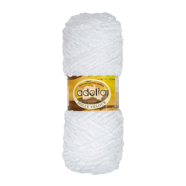 Пряжа Adelia Dolly Velour / уп.5 мот. по 100г, 93м, 01 белый