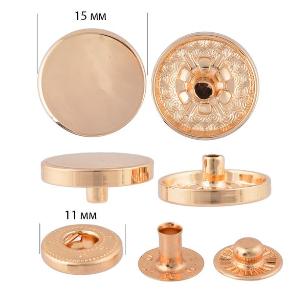 Кнопка Альфа (S-образная) ⌀15.0 мм, ≈100 шт, (внутренние ⌀11 мм) цв.золото, TBY